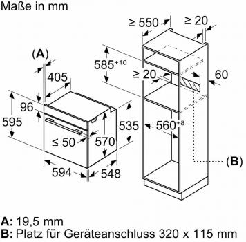 Bosch HBA574BB3 Serie 4 EEK: A+ Einbaubackofen, 71 L, 60 cm breit, 3D-Heißluft, AutoPilot 10, Versenkknebel, Pyrolytisch+Hydrolytisch, schwarz