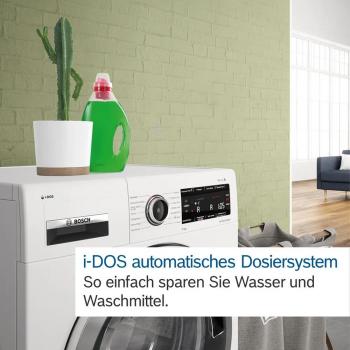 Bosch WGB256A41 Serie 8 10kg, Frontlader Waschmaschine, 60 cm breit, 1600 U/Min, AquaStop, Fleckenautomatik, Dosierautomatik i-DOS, Nachlegefunktion, HomeConnect, weiß