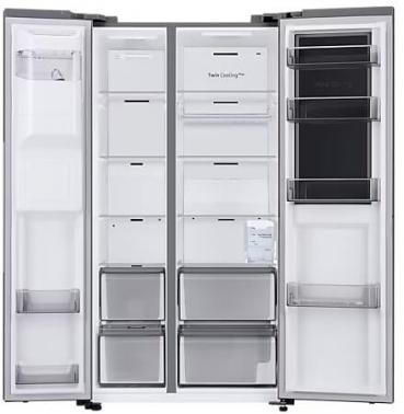 Samsung RH68DG853DS9EG Stand Side-by-Side Kombination, 91,2 cm breit, 627 L, No Frost+, Wassertank, Eis- und Wasserspender, AI Energy Mode, Food Showcase-Tür, Edelstahloptik