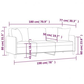 3-Sitzer-Sofa mit Zierkissen Creme 180 cm Stoff