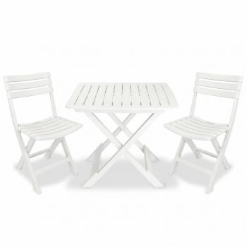 ARDEBO.de - 3-tlg. Bistro-Set Klappbar Kunststoff Weiß