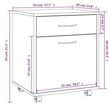 Rollschrank Braun Eichen-Optik 45x38x54 cm Holzwerkstoff