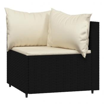 Garten-Ecksofas mit Kissen 2 Stk. Schwarz Poly Rattan