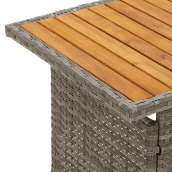 3-tlg. Garten-Lounge-Set mit Kissen Grau Poly Rattan