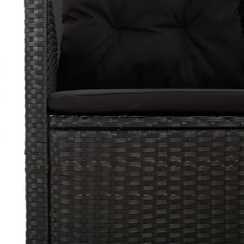 2-tlg. Garten-Lounge-Set mit Kissen Schwarz Poly Rattan