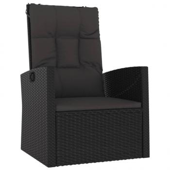 3-tlg. Garten-Lounge-Set mit Kissen Schwarz Poly Rattan