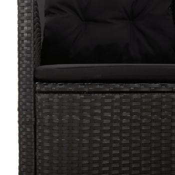 3-tlg. Garten-Lounge-Set mit Kissen Schwarz Poly Rattan