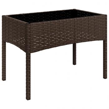 4-tlg. Garten-Lounge-Set mit Kissen Braun Poly Rattan