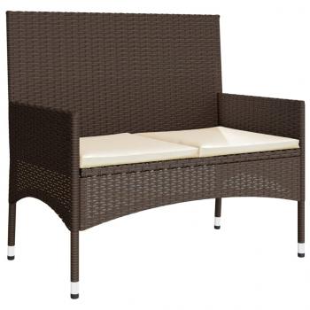 4-tlg. Garten-Lounge-Set mit Kissen Braun Poly Rattan