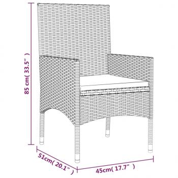 4-tlg. Garten-Lounge-Set mit Kissen Braun Poly Rattan