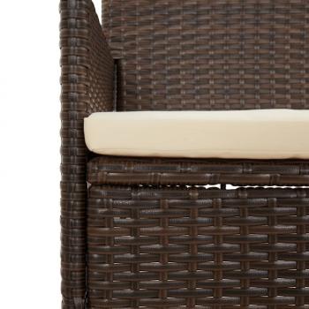 4-tlg. Garten-Lounge-Set mit Kissen Braun Poly Rattan