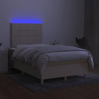 Boxspringbett mit Matratze & LED Creme 120x200 cm Stoff