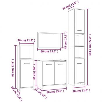 4-tlg. Badmöbel-Set Räuchereiche Holzwerkstoff