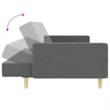 Schlafsofa 2-Sitzer mit Fußhocker Dunkelgrau Stoff