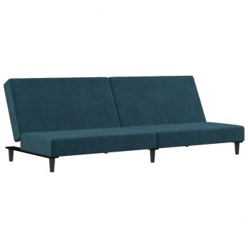 Schlafsofa 2-Sitzer Blau Samt