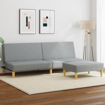 ARDEBO.de - Schlafsofa 2-Sitzer mit Fußhocker Hellgrau Stoff