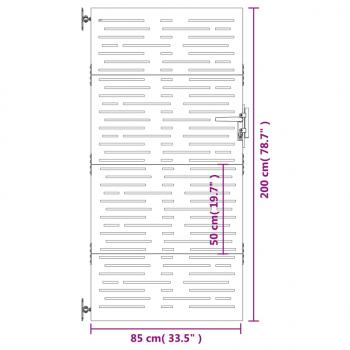 Gartentor 85x200 cm Cortenstahl Quadratisches Design