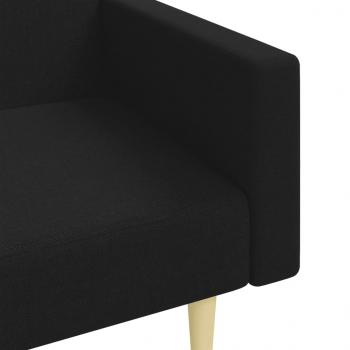 Schlafsofa 2-Sitzer mit Fußhocker Schwarz Stoff