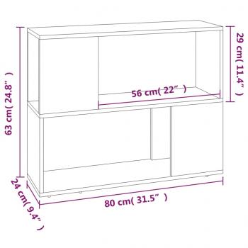 Bücherregal/Raumteiler Räuchereiche 80x24x63 cm