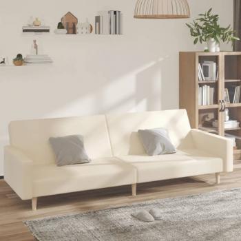 ARDEBO.de - Schlafsofa 2-Sitzer Creme Stoff