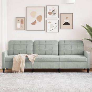 ARDEBO.de - 3-Sitzer-Sofa Hellgrau 210 cm Samt