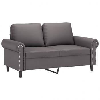 2-Sitzer-Sofa mit Zierkissen Grau 120 cm Kunstleder