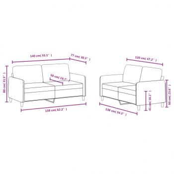 2-tlg. Sofagarnitur Creme Samt