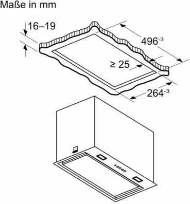 Bosch DLN56AC50 Lüfterbaustein, 52 cm breit, LED-Beleuchtung, Metallfettfilter, Edelstahl