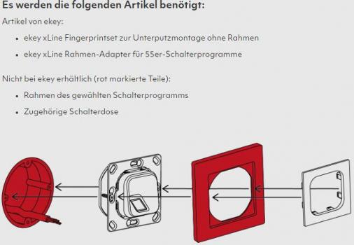 eKey xLine Rahmen-Adapter für 55er-Schalterprogramme, Weiß (203309)