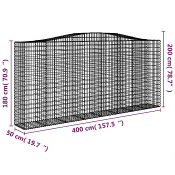 Gabionen mit Hochbogen 5 Stk. 400x50x180/200cm Verzinktes Eisen