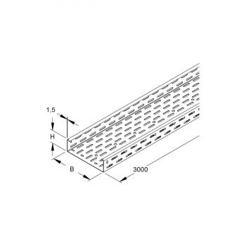 Niedax RS 60.500 Kabelrinne schwer, 60x500x3000 mm, t=1,5 mm, gelocht, Stahl, bandverzinkt, 3m