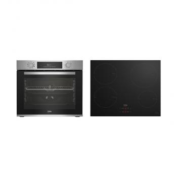 ARDEBO.de Beko BBSM12340X Backofen-Set mit Induktionskochfeld, 5 Einschubebenen, Kindersicherung, Lüfter, Restwärmeanzeige, Edelstahl/schwarz