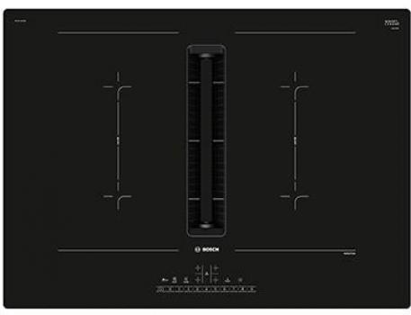 ARDEBO.de Bosch PVQ711HGA6 Serie 6 EEK: B Kochfeld mit Dunstabzug (HEZ9VDSB4 + PVQ711H26E), 70 cm breit, 500 m³/h, Induktion, Flachkanal, DirectSelect, rahmenlos aufliegend, schwarz