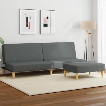 ARDEBO.de - Schlafsofa 2-Sitzer mit Kissen und Fußhocker Dunkelgrau Samt