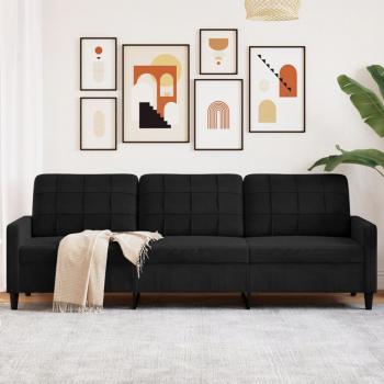 ARDEBO.de - 3-Sitzer-Sofa Schwarz 210 cm Samt