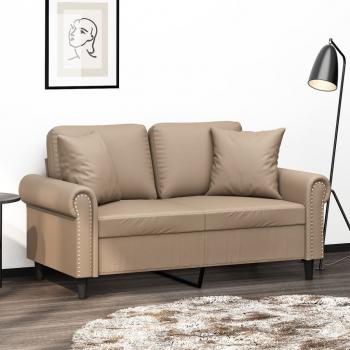 ARDEBO.de - 2-Sitzer-Sofa mit Zierkissen Cappuccino-Braun 120 cm Kunstleder