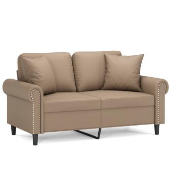 2-Sitzer-Sofa mit Zierkissen Cappuccino-Braun 120 cm Kunstleder