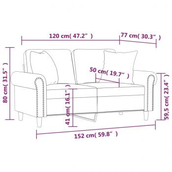 2-Sitzer-Sofa mit Zierkissen Cappuccino-Braun 120 cm Kunstleder