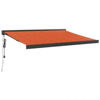 Markise Einziehbar Orange und Braun 3,5x2,5 m Stoff & Aluminium