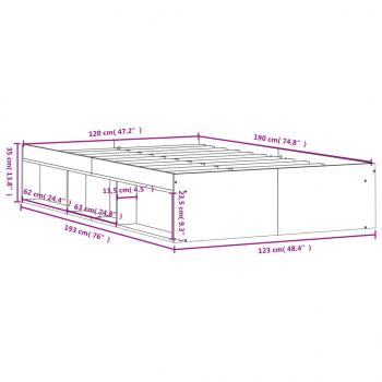 Bettgestell Braun Eichen-Optik 120x190 cm