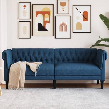 ARDEBO.de - Chesterfield-Sofa 3-Sitzer Blau Stoff