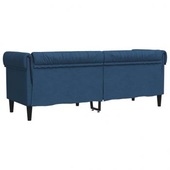 Chesterfield-Sofa 3-Sitzer Blau Stoff