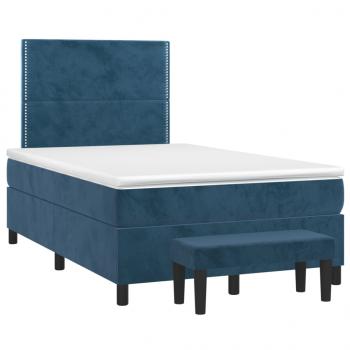 Boxspringbett mit Matratze Dunkelblau 120x190 cm Samt