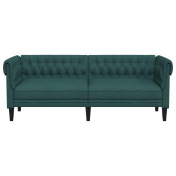 Chesterfield-Sofa 3-Sitzer Dunkelgrün Stoff