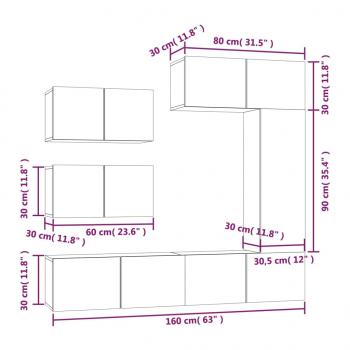 6-tlg. TV-Schrank-Set Sonoma-Eiche Holzwerkstoff