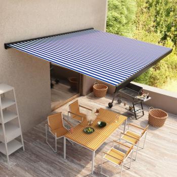 ARDEBO.de - Motorisierte Kassetten-Markise 350x250 cm Blau und Weiß