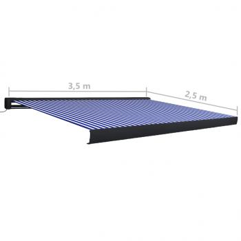 Motorisierte Kassetten-Markise 350x250 cm Blau und Weiß