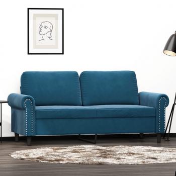 ARDEBO.de - 2-Sitzer-Sofa Blau 140 cm Samt