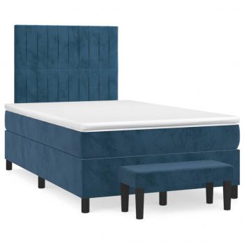 ARDEBO.de - Boxspringbett mit Matratze Dunkelblau 120x190 cm Samt