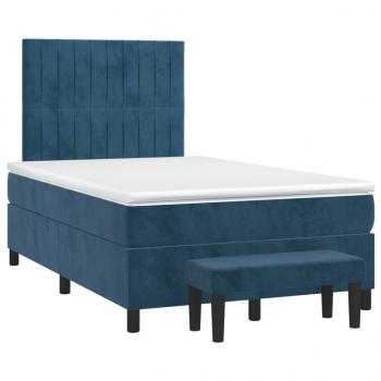 Boxspringbett mit Matratze Dunkelblau 120x190 cm Samt